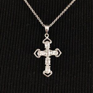 PRIME ART sterling silver & CZ cross pendant necklace - 16" cubic zirconia